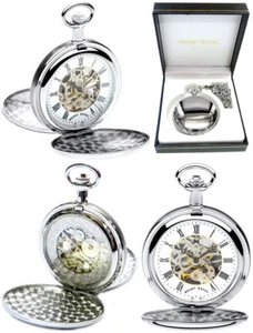 Mount Royal Twin-Lid Hunter Skeleton Pocket Watch 17 Jewel CP Free Engraving B28 - Picture 1 of 5