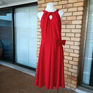 Lindy Bop Womens Fit & Flare Pleated Dress Plus Size 20 Red Sleeveless Pinup - Picture 1 of 12
