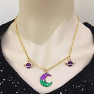 Handcrafted Celestial Jewelry-Moon, Stars, Planets-Colorful-Necklace-Earrings - Picture 1 of 8