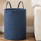 Tall Cotton Rope Laundry Hamper 15 X 20 Inches, Large Navy Blue Laundry Baske...