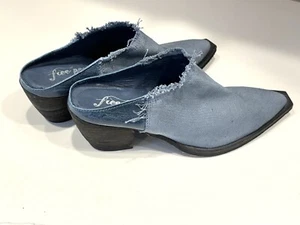 Size 38 FREE PEOPLE Western Blue Denim Mule Slides- EXCELLENT COND. - Picture 1 of 10