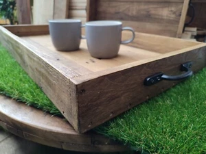 Large Rustic Reclaimed Wood Ottoman Tray/Farmhouse/Serving Tray-Handmade 50x40cm - Picture 1 of 3