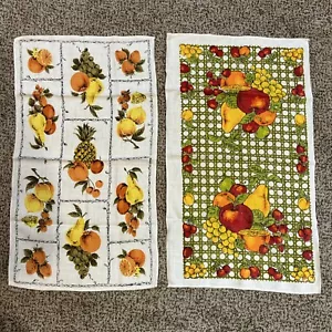 Lotto 2 strofinacci vintage lino frutta ananas pere fragole ciliegie - Foto 1 di 5