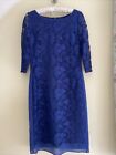 Kaliko Blue Lace Lined Cocktail Party Wedding Mother Of Bride Dress Size 10