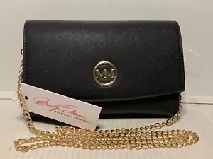 Cartera sin asas Marilyn Monroe negra con correa de cadena bandolera dorada, interior rojo - Imagen 1 de 6
