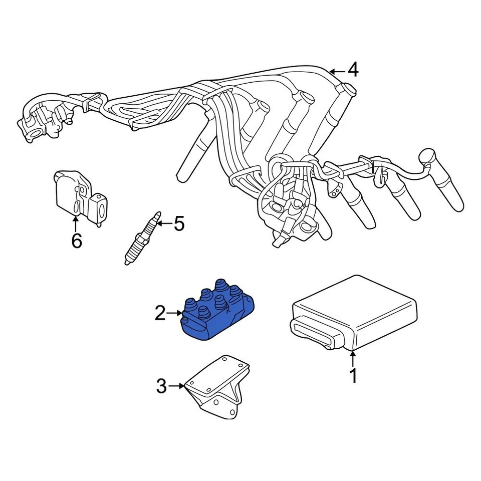 For Mercury Cougar 2001-2002 Mercury 5F2Z12029AD Ignition Coil - Image 1 of 1
