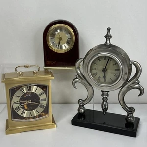 Lote Reloj Despertador Cuarzo Howard Miller Redwood Latón Peltre PIEZAS/REPARACIÓN LEER - Imagen 1 de 13
