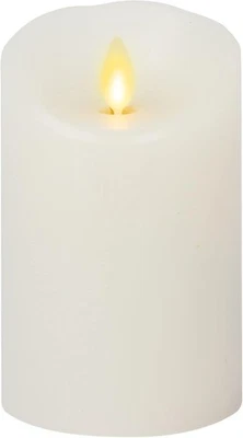 Luminara Flickering Flameless White 4.5" Scalloped Edge Pillar Candle - Warm LED - Image 1 of 4