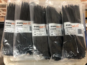 5 x New Bags of 200 Cable Ties Transpal CT2546B Black 250 x 4.6 x 1 mm Tie Wraps - Picture 1 of 2