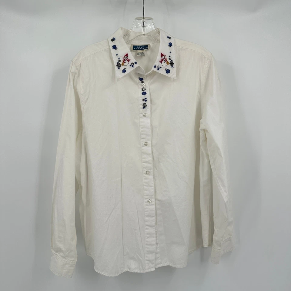 Camisa Western Bryn Connelly Mujer Navidad Bordada Talla 16 Festivo Vacaciones  Foto 1 de 4