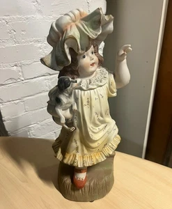 Rare tall Antique Bisque 18” Girl & Dog Piano Baby Gebruder - Picture 1 of 10