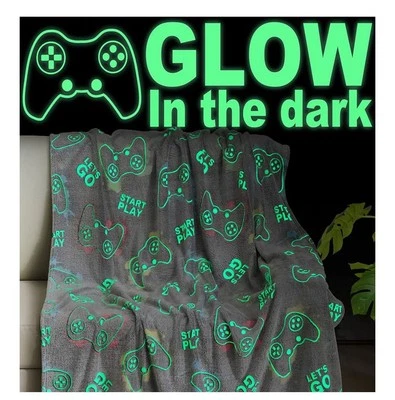  Glow in The Dark Gaming Blanket Gamer Game Controller 50"x60" A-gamer-gray - Image 1 of 4