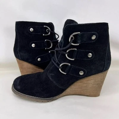 "Botas de gamuza de cuero genuino con cuña negras talla 8,5 DIBA True Better Now nuevas sin etiquetas" Foto 1 de 4