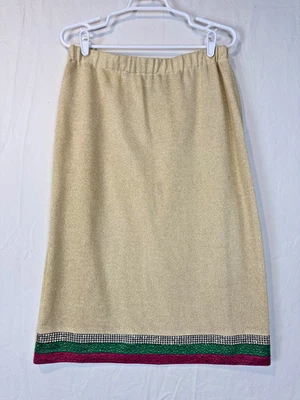 Falda Donna Vinci Tejidos Mujer Talla 14 Metálica Dorada Brillante Cintura Elástica Estrás Foto 1 de 4