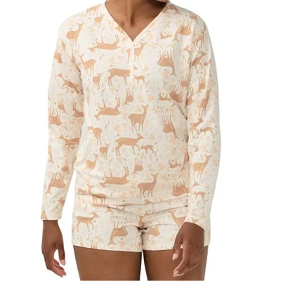 Conjunto de Pijama LC Lauren Conrad Crema Bronceado Ciervo Estampado Animal Talla Pequeña Usado en Excelente Condición Foto 1 de 4