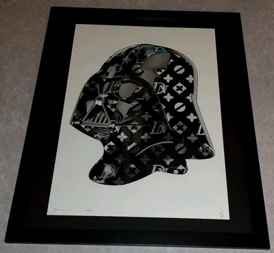 DEATH NYC ltd ed signed FRAMED street art print 45x32cm Darth Vader Helmet - Image 1 of 3