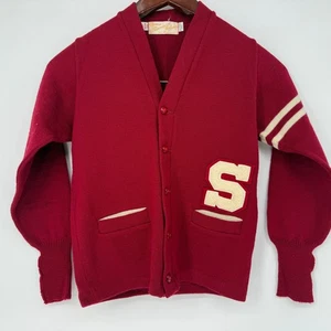 Stanford 1960's Vintage Shannon Johns Letterman Cardigan Sweater Kids 12 Boys - Picture 1 of 5