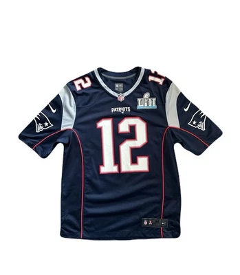 Camiseta Nike Patriots Tom Brady #12 Super Bowl LII On Field azul masculina média - Imagem 1 de 4