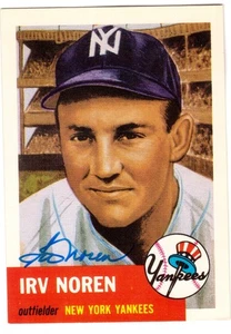 1991 TOPPS ARCHIVES '53 #35 IRV NOREN AUTOGRAPH, SIGNED CARD - Picture 1 of 1