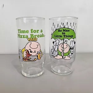 2er Set Vintage verschiedene Ziggy by Tom Wilson Vintage 1979 Pizza Inn Gläser - Bild 1 von 6
