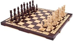 GALANT Hand Carved Wooden Chess Set 58 x 58cm Chess Board and Sculpted Pieces