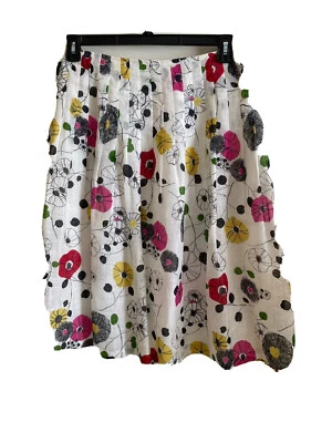 Layfayette148 Linen Skirt Size 10 Abstract Floral Design Multi color - Image 1 of 4