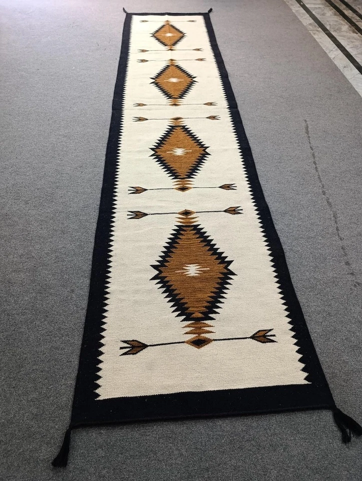 Southwest Navajo Kilim Rug Native American Indian Tribal Wool Runner Rug 2.6x8 - Image 1 of 4