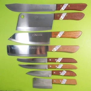Chef's Knives Kiwi Brand set 8 pcs Stainless steel Blade Wood Handle Knife Thai - Picture 1 of 4