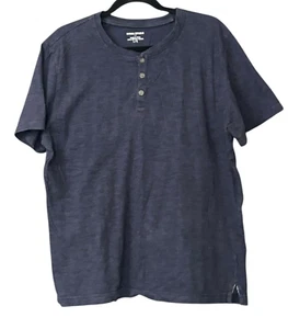 Banana Republic Polo Mens Size L Blue 1/4 Button Pullover S/S Split Hem Shirt - Picture 1 of 7