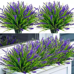 Artificial Flowers for Outdoors, 24 Bundles Fake Lavender Flowers UV Resistant P - Picture 1 of 12