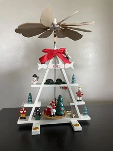 Portacandele a piramide stile Erzgebirge intagliato dipinto Natale Natale NOEL giocattoli - Foto 1 di 13