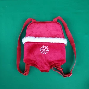 Accessorio zaino Build a Bear Holiday fiocco di neve rosso velluto dimensioni portatore - Foto 1 di 7