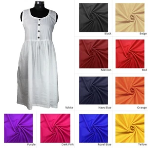 Cotton Summer Dress Casual Loose Midi Sleeveless Tunic with Pockets For Women - Picture 1 of 17