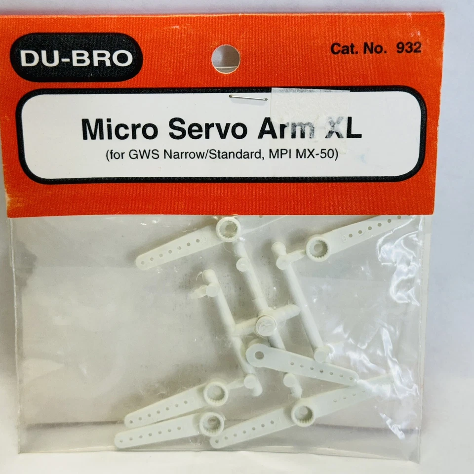 Dubro Micro Servo Arms XL Cat. No. 932 White for GWS Narrow/Standard MPI MX-50 - Image 1 of 4