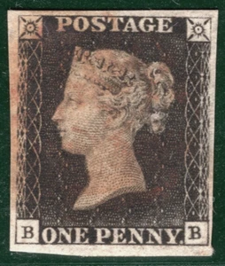 GB PENNY BLACK 1840 QV SG.2 1d Plate 5 (BB) *STATE 1* Red MX Cat £400+ RBR34 - Picture 1 of 6