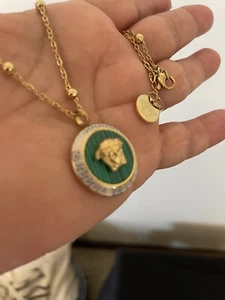 Greek Snake Medusa Head Pendant Black&gold Plated Double Chain  Necklace - Picture 1 of 5