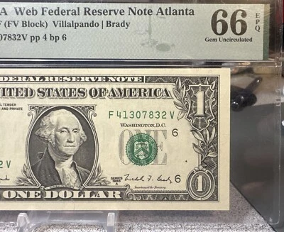 1988A $1  F-V  ( ATLANTA  “F”)  Web  Note  pp 4 bp 6 - Run 7 - Gem Unc 66 EPQ - Image 1 of 4