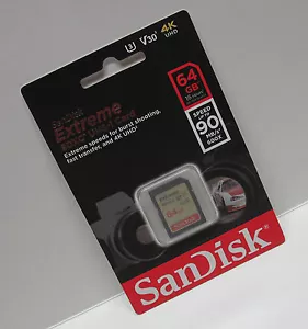 Sandisk 64GB FS extreme U3 T8i 4K SD card for Canon T7i T6i T6s T6 6D T5i SL2 - Picture 1 of 1