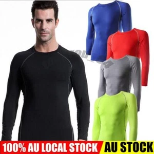 Mens Compression Armour Base Layer Top Long Sleeve Gym Sports Skin Fit T-shirts - Picture 1 of 19