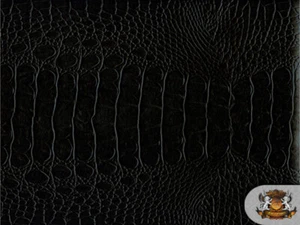 Crocodile Vinyl MATTE BLACK CROCK Fabric Upholstery 54" Wide Sold By The Yard - Picture 1 of 2