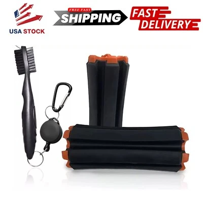 MOBILE PRO SHOP Lightweight Golf Club Carrier | Club Brush with Carabiner Clip | Holds 6 Clubs