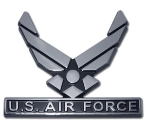 Emblema de automóvil de metal cromado de la Fuerza Aérea de los Estados Unidos (alas) con licencia oficial - Imagen 1 de 4