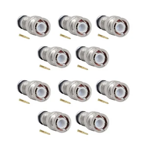10Pack BNC Male RG6 Coaxial Cable Connector Free-Soldering For CCTV Camera - Picture 1 of 12