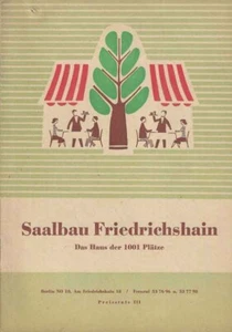 DDR Berlin 1958 Speisen- Getränkekarte Saalbau Friedrichshain - Bild 1 von 6