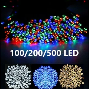 100-500 LED Solar Powered String Fairy Lights Outdoor Garden Wedding Party Xmas - Picture 1 of 35