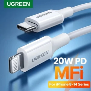 Cable de carga rápida UGREEN MFi 20W PD USB C a Lightning iPhone 14 13 12 - Imagen 1 de 14