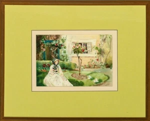 Lady In A Garden Aquarell 1909 - Bild 1 von 2