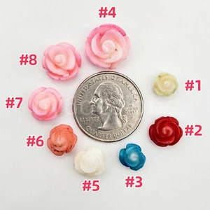 Bunte Koralle Rose Perlen 6 Stück Blume Perlen geschnitzte Koralle Anhänger 7-16 mm Ohrring - Bild 1 von 18