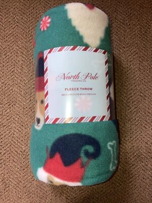 NWT! North Pole Trading Company Soft Fleece Throw Blanket 46” X 56” DOGS Design - Imagem 1 de 4