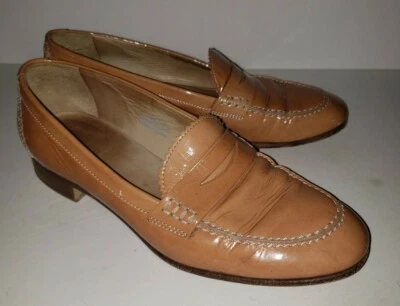 JCREW camel Tan Patent Leather Penny Loafers 6 - Image 1 of 4